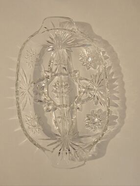 Vintage Anchor Hocking Clear Cut Glass Snack Dish